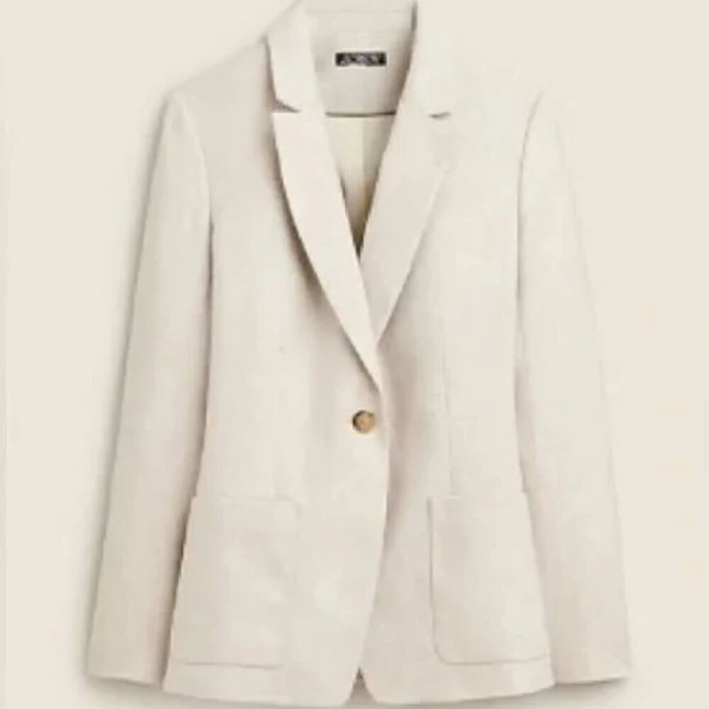 JCREW Helena blazer in stretch linen blend Flax Ivory Size 6